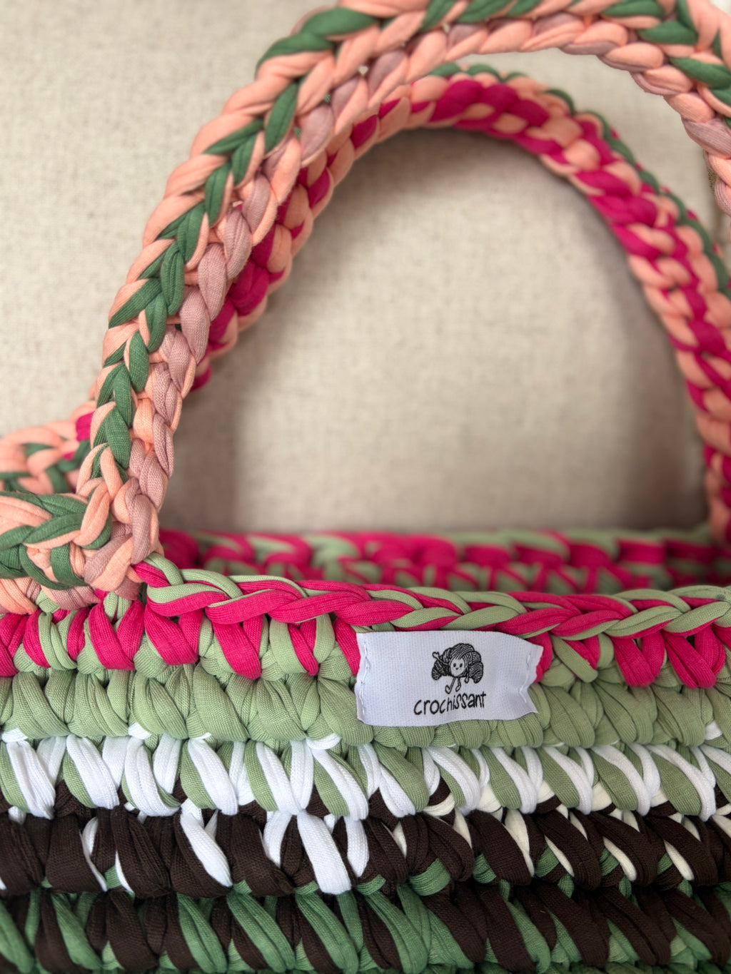 Häkeltasche „Wassermelone“ – großer gestreifter Shopper