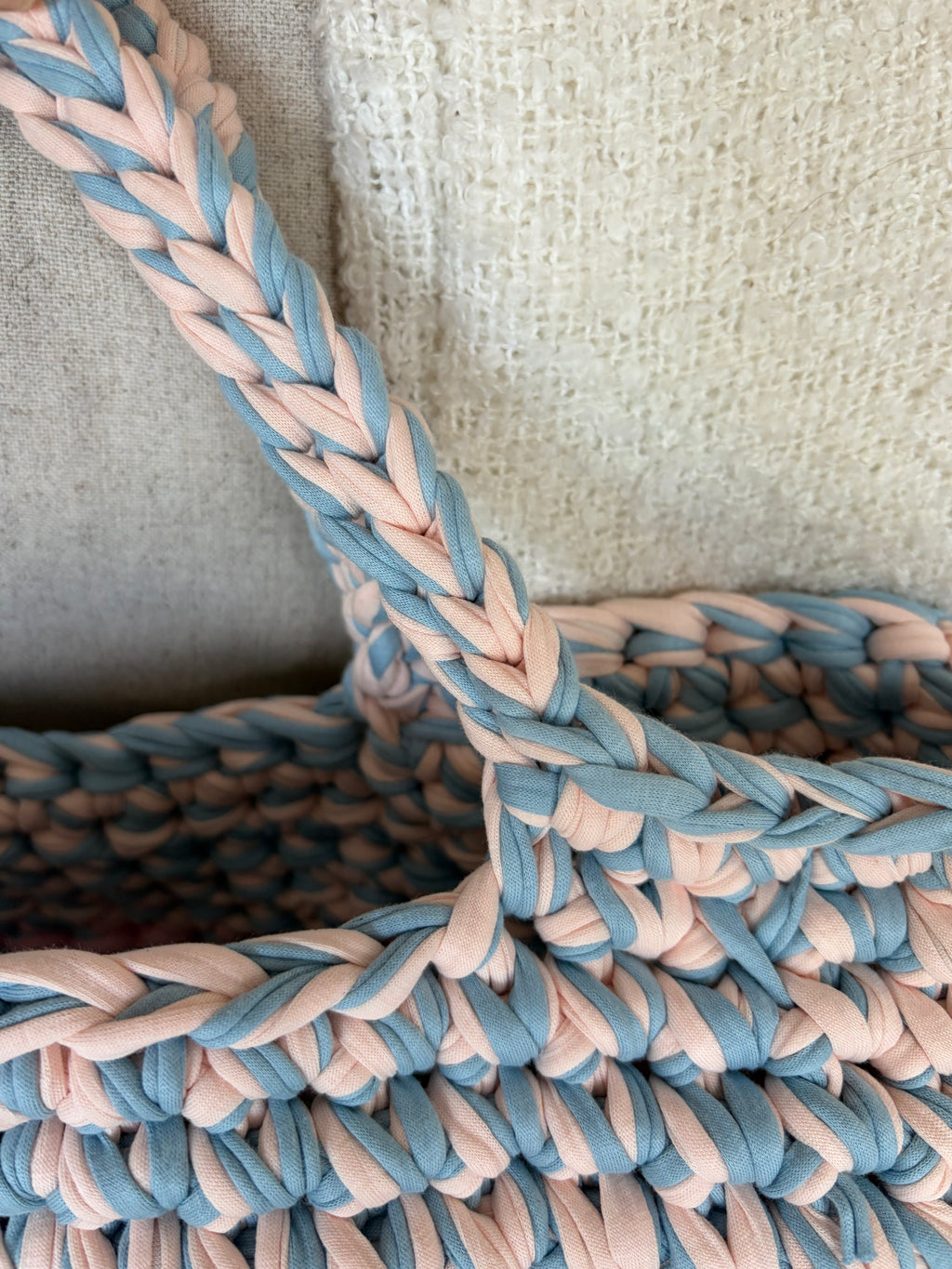 Häkeltasche „Pfirsich-Melba“ – extra großer Shopper