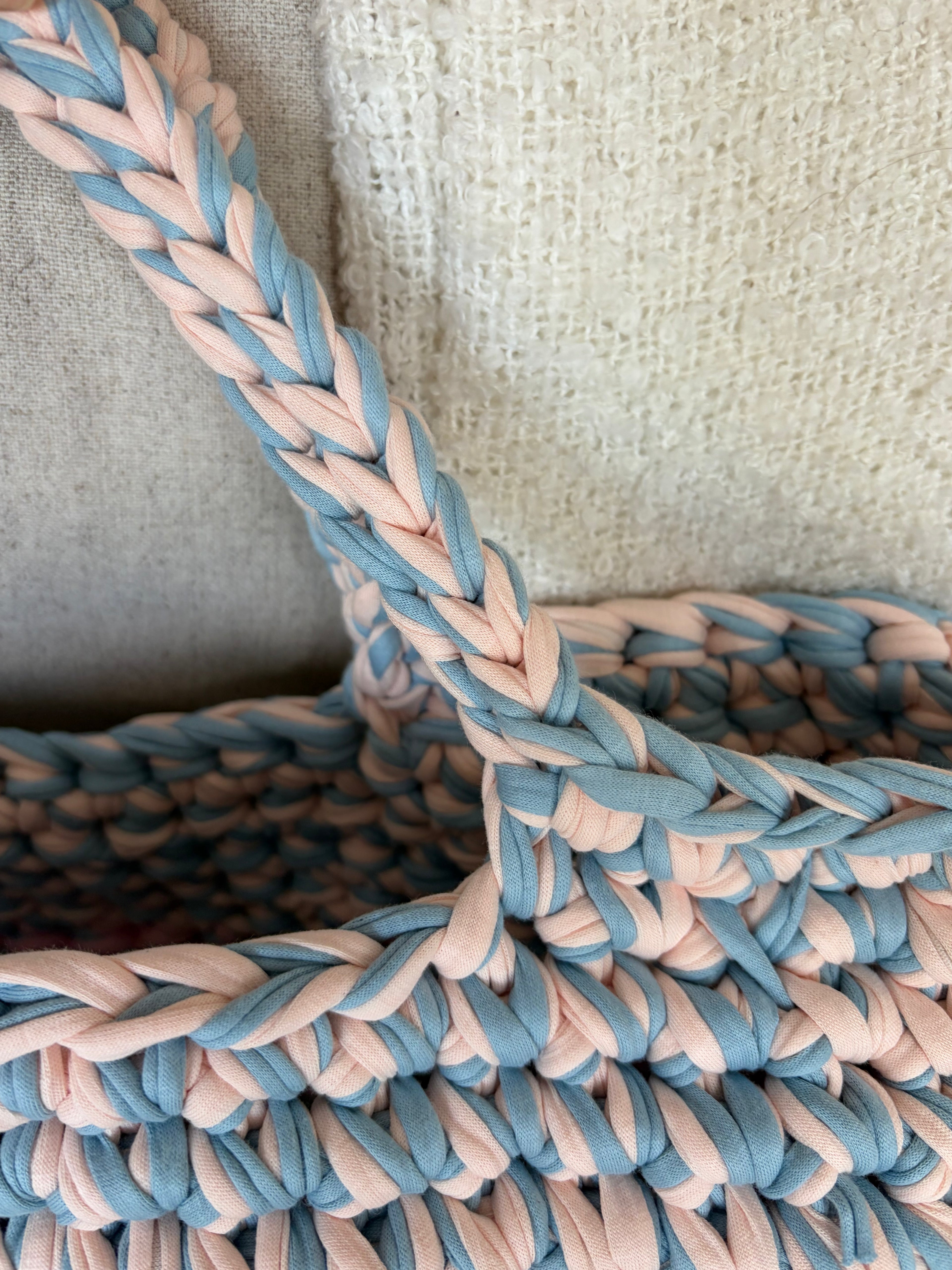 Häkeltasche „Pfirsich-Melba“ – extra großer Shopper