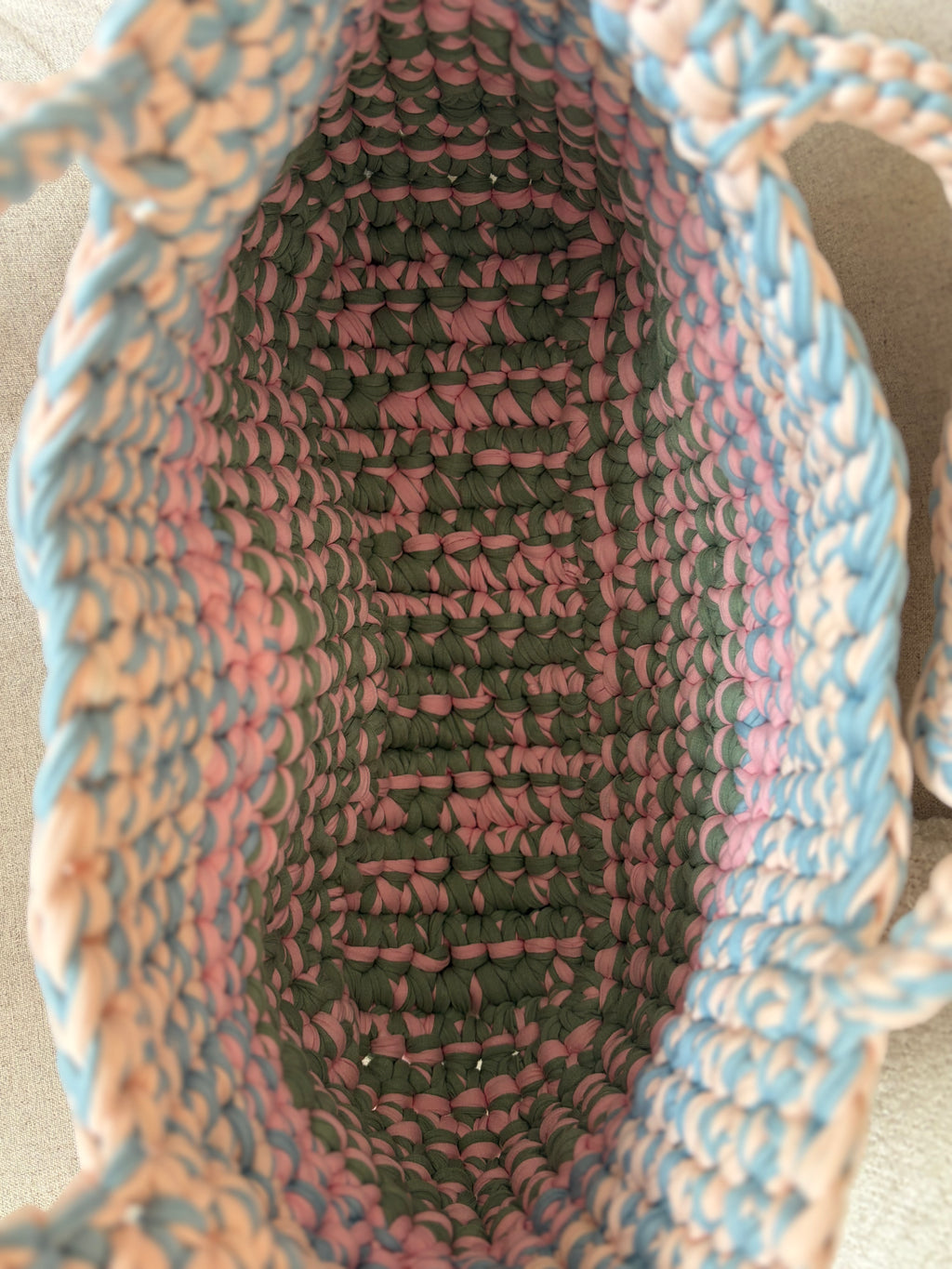 Häkeltasche „Pfirsich-Melba“ – extra großer Shopper